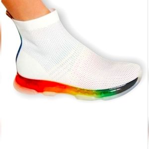 Michael Michael Kors Women’s Size 7.5 White Rainbow Kendra Mesh Sock Sneakers
